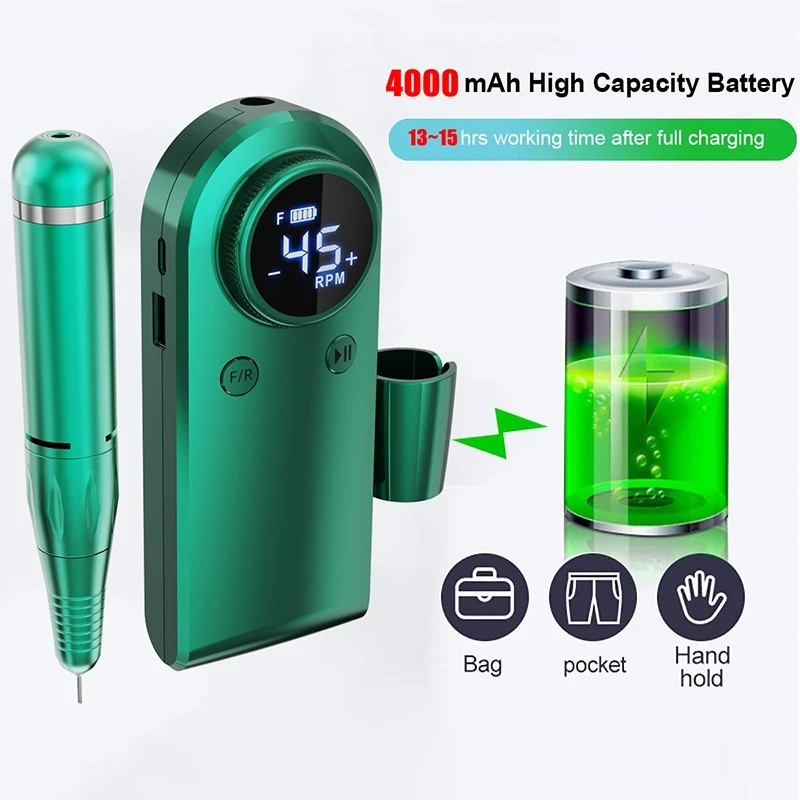 Perceuse à ongles électrique 45000 tr/min Ponceuse à ongles rechargeable Affichage LED Ensemble de dissolvant de gel Équipement de polissage de salon de manucure portable_voghion.com