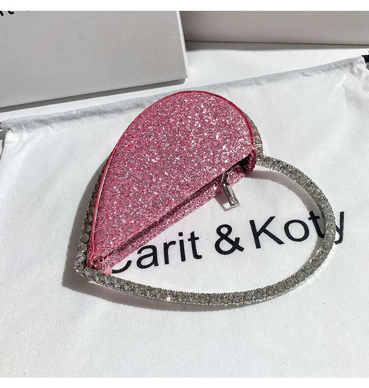 Glitzer Pailletten Herzförmige Mode Damen Handtasche Kristall Glänzend Rhies Metall Griff Abendtasche Hochzeit Party Clutch_voghion.com