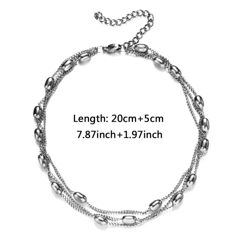 Anklets MinaMaMa Stainless Steel Three Layer Chain Anklet For Women Multilayer Foot Yoga Jewelry_voghion.com