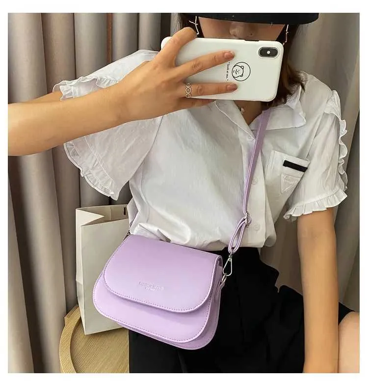 Sac à bandoulière tendance en cuir PU pour femme, sacoche à rabat de couleur unie, simple, à la mode, pochette C241021_voghion.com