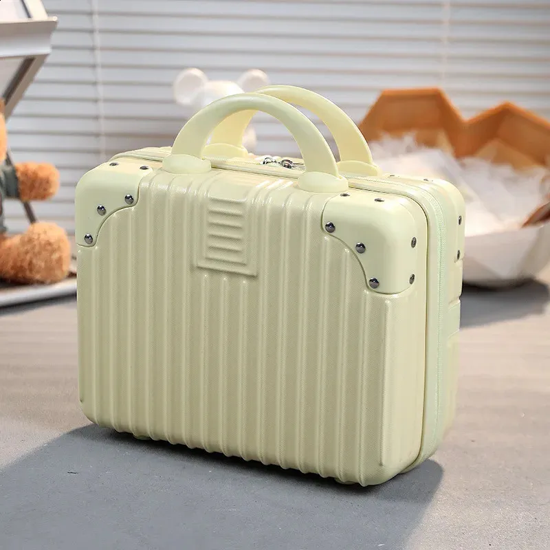 14 Inch Solid Color Student Small Cosmetic Case MiniHard Shell Travel Suitcase 240729_voghion.com
