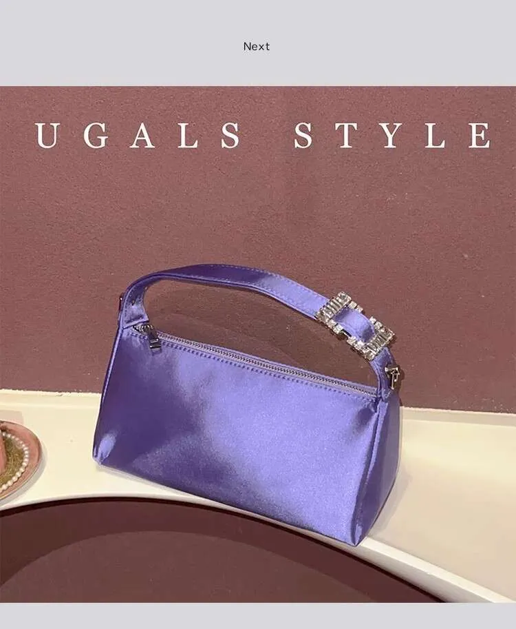 Moda Satin Square Glitter Rhies Dia Sera Donna Borsa a mano Festa di nozze Pochette Borsa a tracolla Street Dressing_voghion.com
