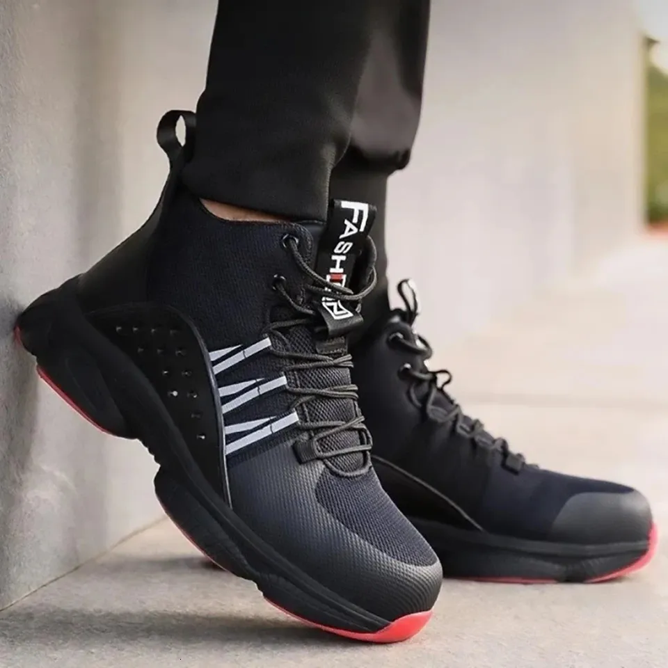 Werklaarzen voor heren Onverwoestbare veiligheidsschoenen Heren Stalen neus PunctureProof Sneakers voor 240613_voghion.com