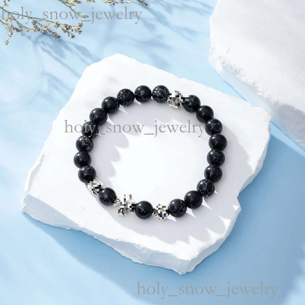 Bracelet en argent et perles de style hip-hop en forme de croix turquoise de style ancien_voghion.com