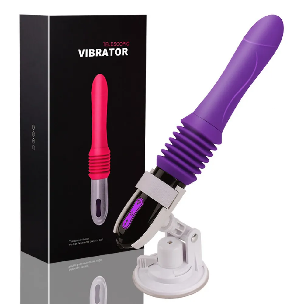 Jouets pour adultes Sex Machine télescopique Pistolet de traction et d'insertion automatique Masturbateur pour femmes Stimulation par vibrations_voghion.com