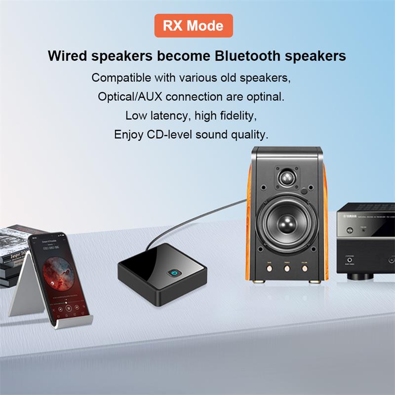 Bluetooth 5.0 Sender Empfänger Drahtloser Adapter Niedrige Latenz 3,5mm AUX Jack Optischer SPDIF Audio Adapter Für PC TV Auto Lautsprecher_voghion.com