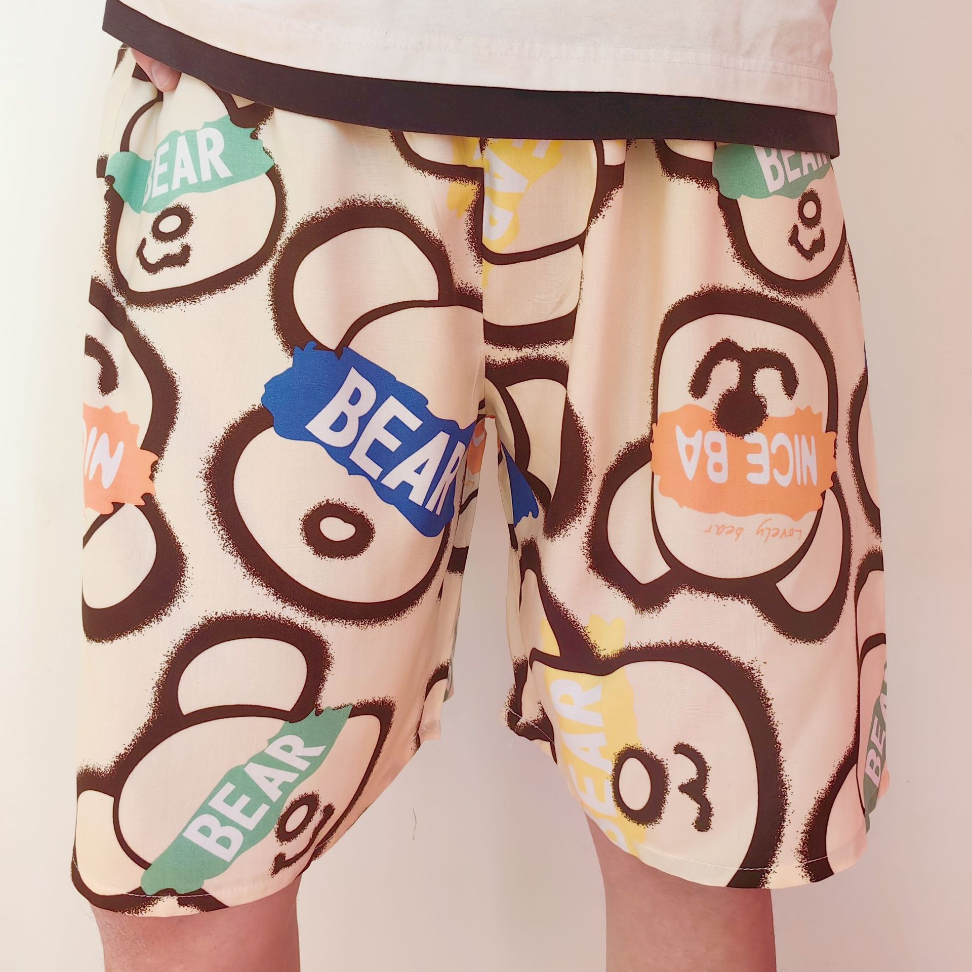 Men's Sleep Cotton pajama pants Thin rayon shorts Baggy plus quarter pants beach pants_voghion.com