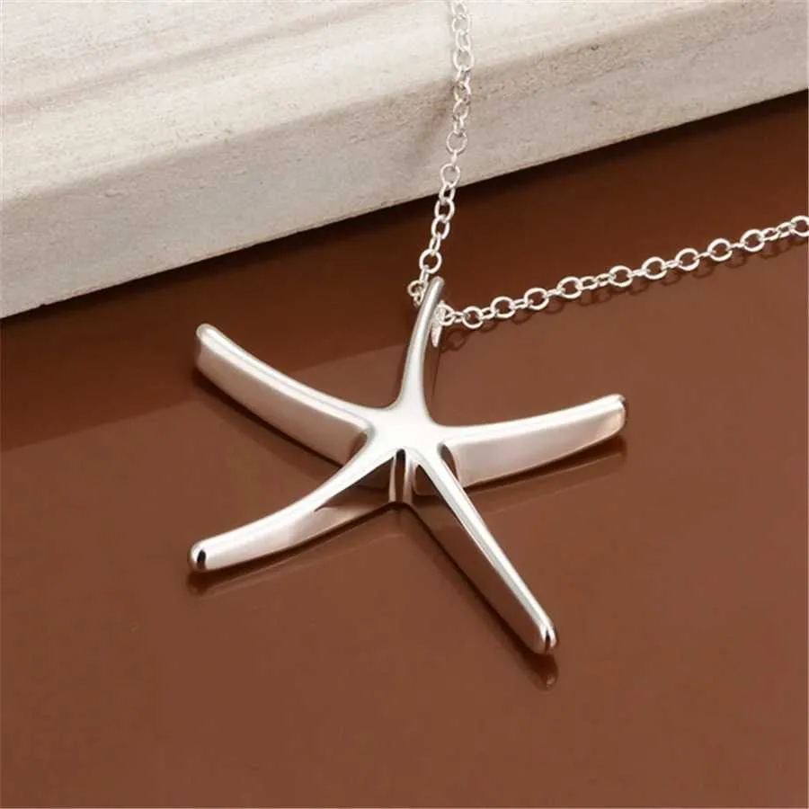 Collane con ciondolo GioielliTop all'ingrosso Sterling sier collana gioielli moda carina Stella Stella marina catena donne signora_voghion.com