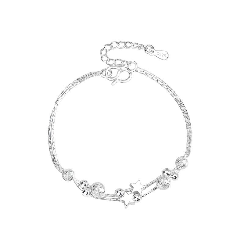 Bracciale Planet da donna, edizione coreana, temperamento, moda studentesca, perline rotonde, doppio strato, decorazione a mano, argento_voghion.com