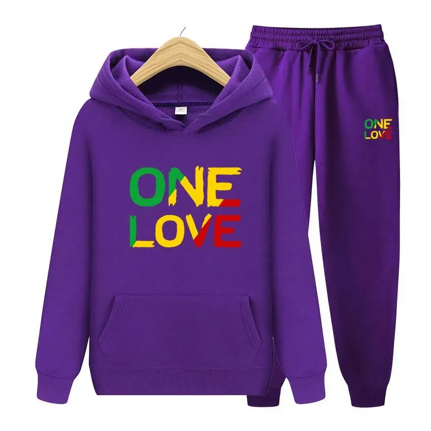 Survêtements pour hommes automne hiver sweats à capuche pantalons deux pièces ensemble un amour impression hommes femmes jogger épais vêtements chauds_voghion.com