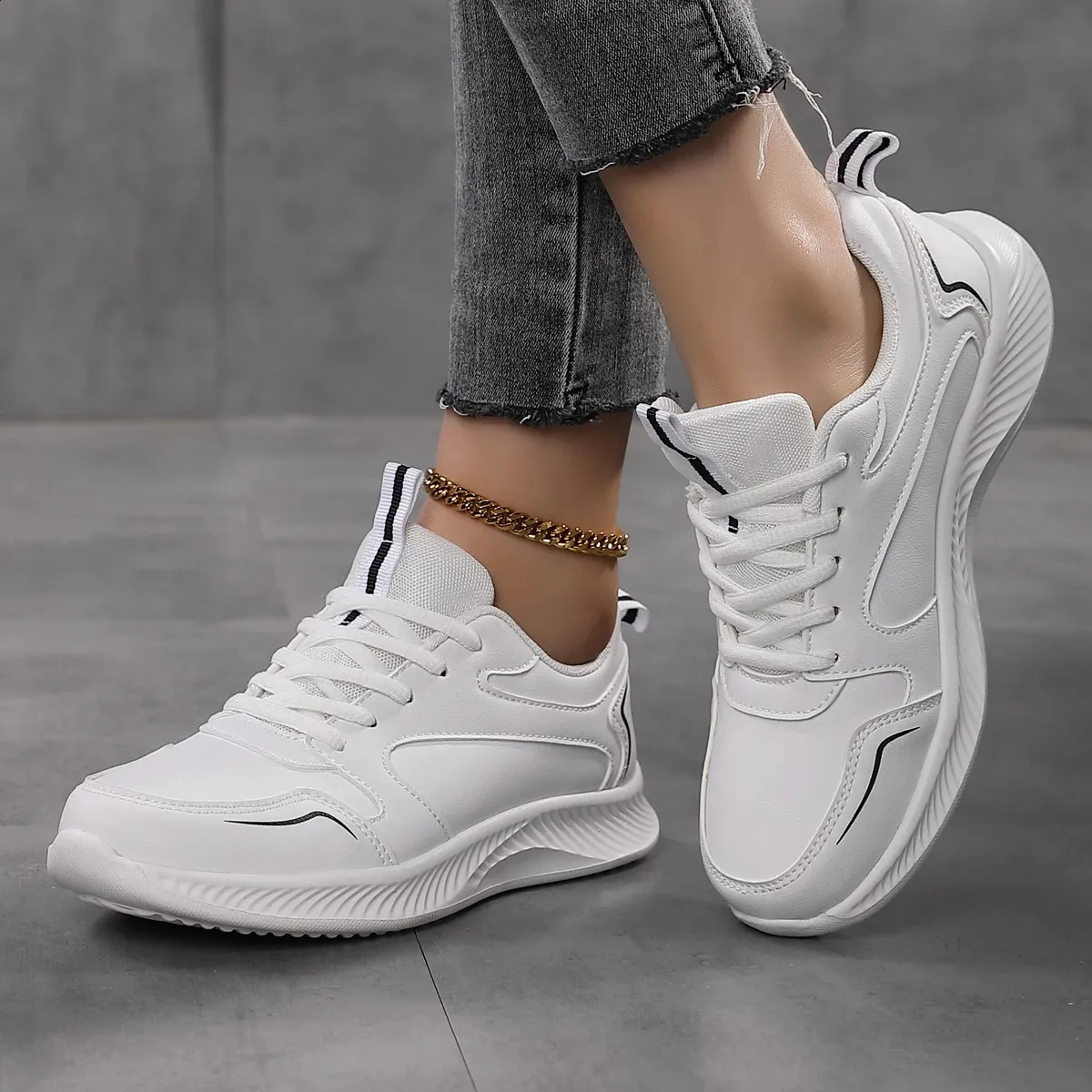 Pantofi sport pentru femei, pantofi de tenis la modă, confortabili, sport, pantofi casual de primăvară-vară, pantofi pentru femei din PU, 240809_voghion.com
