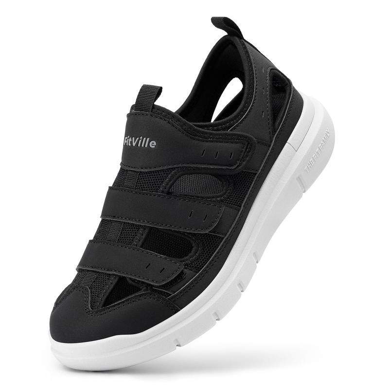 FitVille Herrsandaler Breddade Diabetes Herr Fritidsskor Lätta för Plantar Fasciitis Bågstöd Lindring Smärta_voghion.com