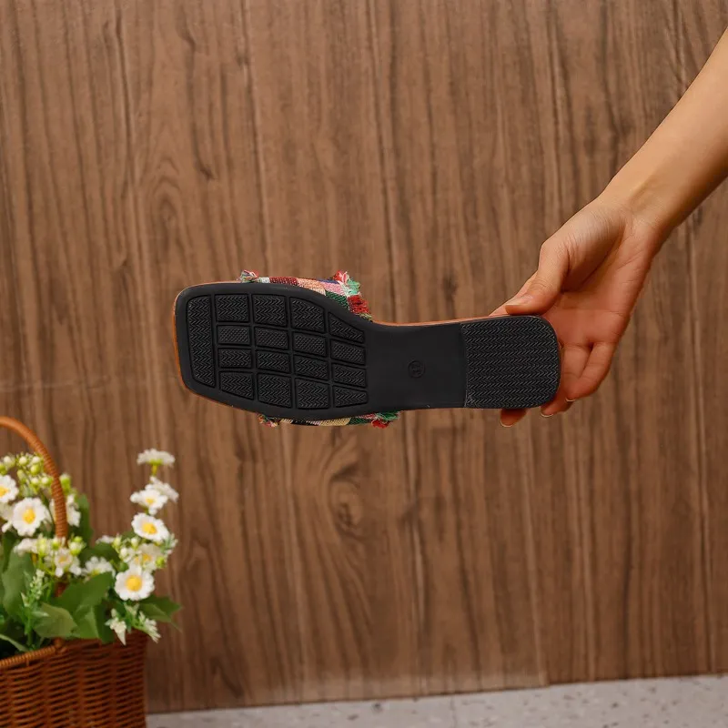 Hausschuhe Damen 2025 Sommerstil Mode Square Toe Designer Sandalen Täglich Lässig Bequeme Urlaubsstrandschuhe Plus_voghion.com