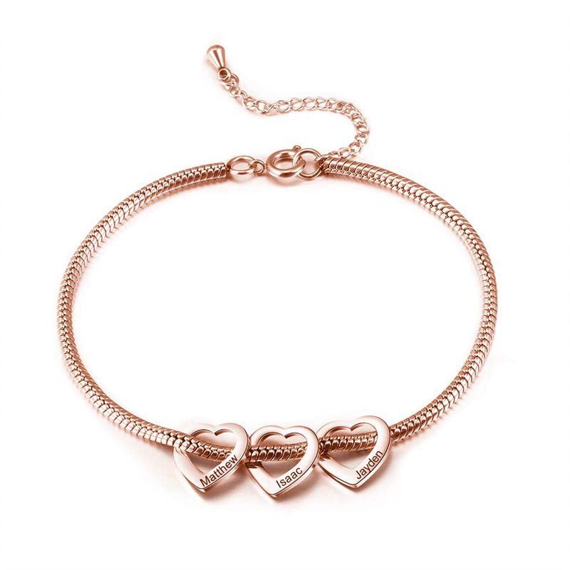 Personalisiertes verstellbares Armband aus Edelstahl in Herzform mit Liebe zum Selbermachen, Name, Fußkettchen, Damenschmuck_voghion.com