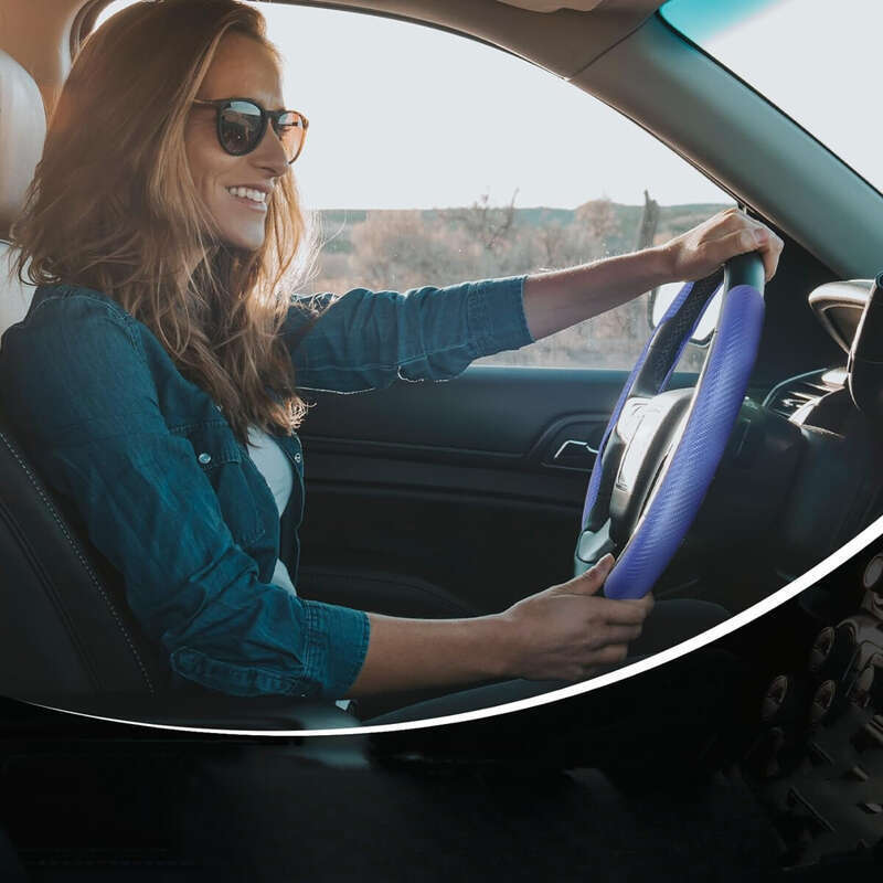 Cataramă asistată de putere, ultra-subțire, anti-alunecare, din fibră de carbon, model auto, piele întoarsă, mâner universal de protecție pentru volan_voghion.com
