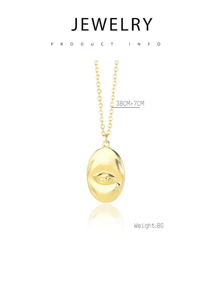 Catene GSOLD Ovale 3D Emed Occhio Orecchio Naso Ciondolo Collana Semplice Metallo Dichiarazione Caratteristiche Facciali Modello Tendenza Uomo Donna_voghion.com