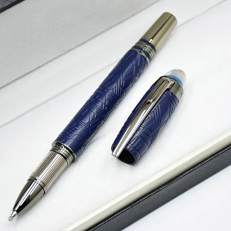 wholesale Wholesale Wholesale Luxury Monte Starwalk Blue Crystal Top Rollerball Pen Ballpoint Pen Metal Relief Barrel Office Writing Fountain Pens_voghion.com