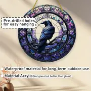 Raven In Tophat Suncatcher - 8" Whimsical Acrylic Art. Gothic Farmhouse Decor For Porch Or As A Quirky Gift._voghion.com