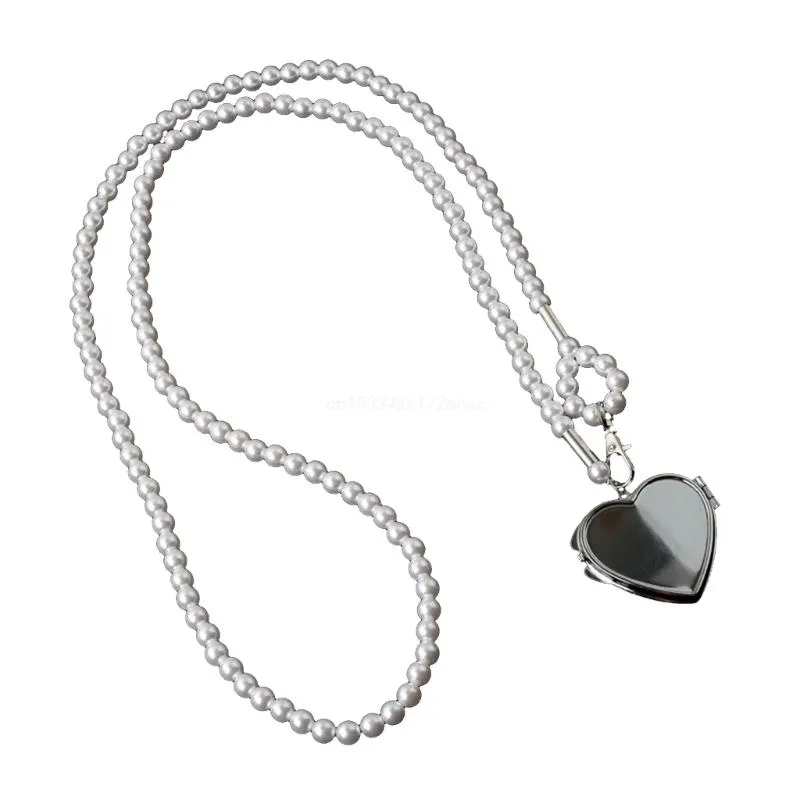 Collane con ciondolo Collana lunga alla moda con grande specchio a forma di cuore Donna 2023 Dichiarazione Perla Catena a tracolla Personalità_voghion.com
