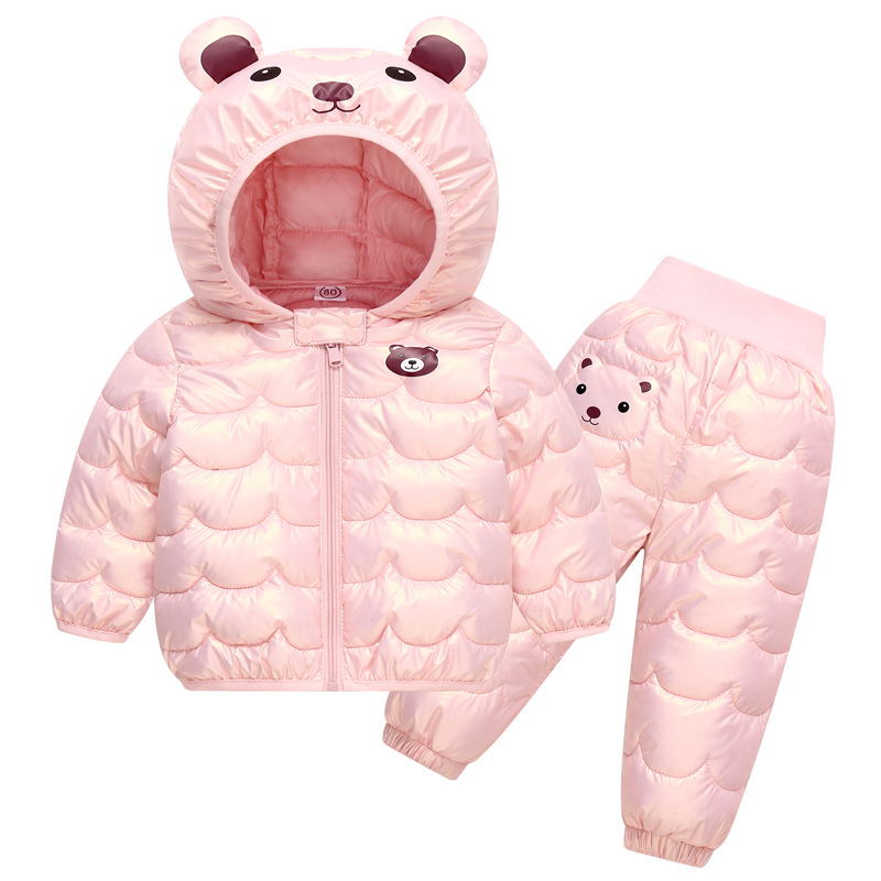 ​​Unisex Baby & Toddler Winter Coat Set - Bear Print Wash-Free Fleece Jacket With Hood (80-120cm, 8 Colors)​​