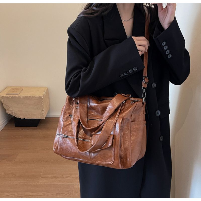 Einzelner Schulter Crossbody Business Gepäcktasche große Kapazität weibliche Tasche lässig Retro Reise Handtasche_voghion.com