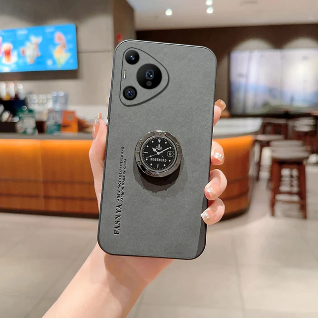 Phone Case for Huawei Pura 70 Ultra Pro Pro+ Sheepskin Leather Camera Lens Protection Shockproof Cover with Ring Holder_voghion.com