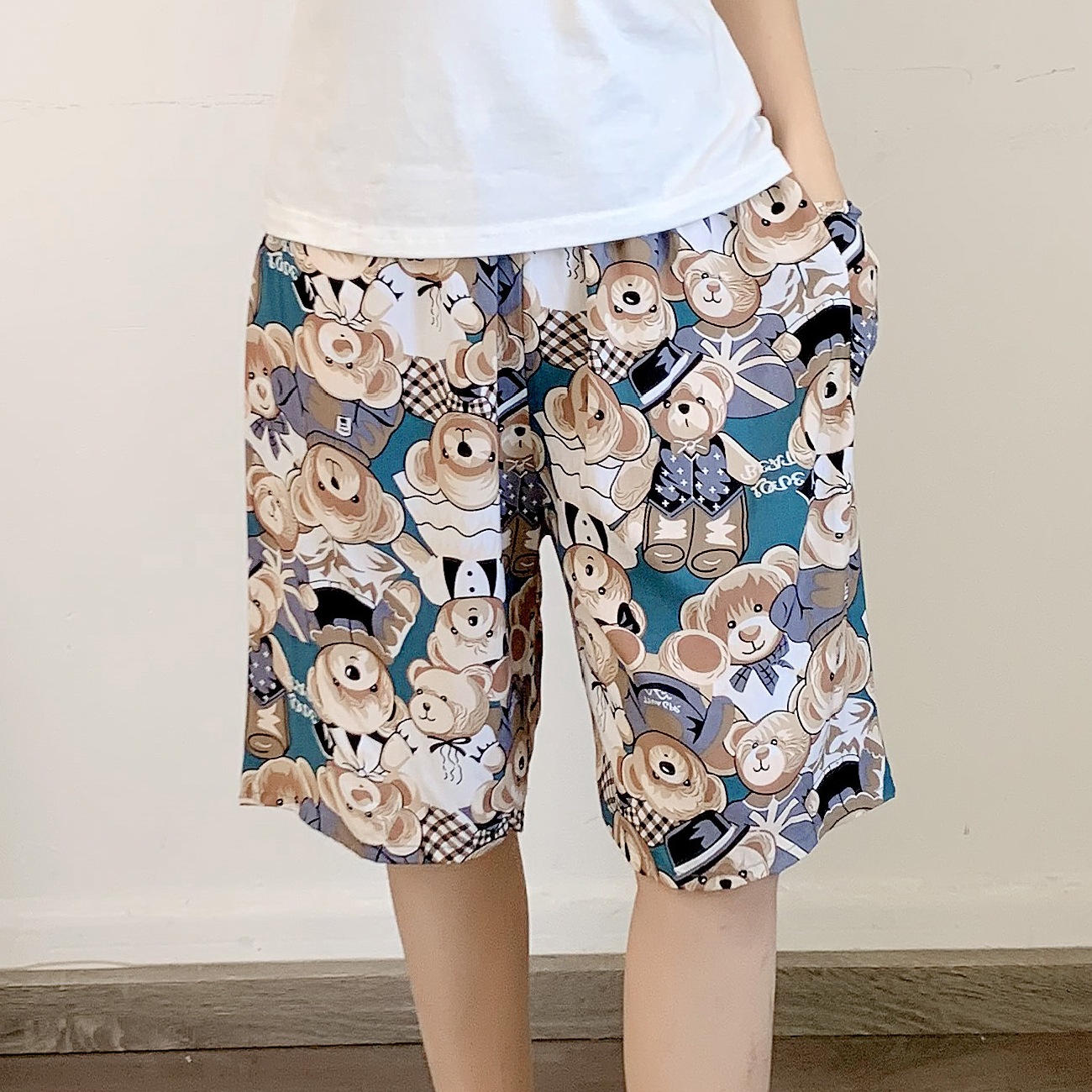 Men's Sleep Cotton pajama pants Thin rayon shorts Baggy plus quarter pants beach pants_voghion.com