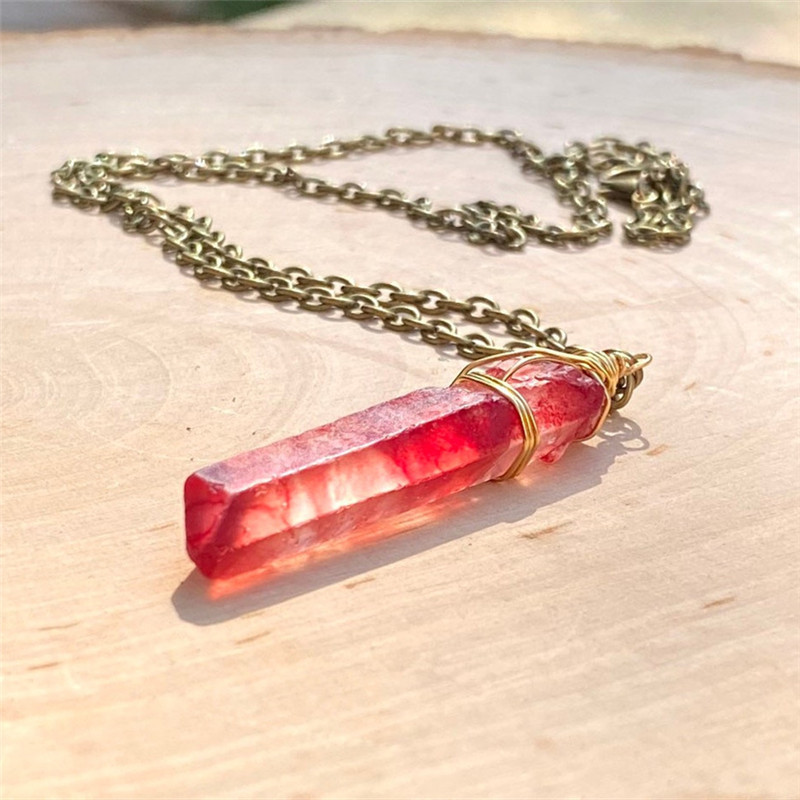 Bohemian Red Crystal Pendant Necklace For Women Elegant Style_voghion.com
