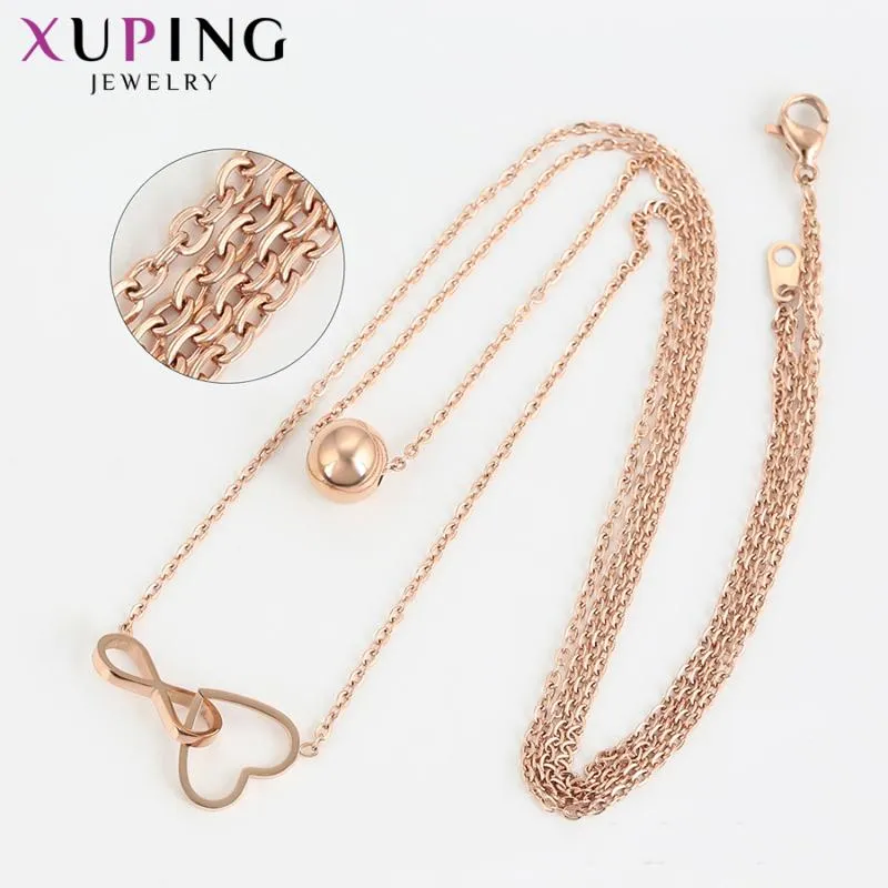 Collane con ciondolo Xuping Vintage Temperamento Signore Semplicità Stile Colore Oro Rosa Per Donna Bei Regali di Compleanno_voghion.com