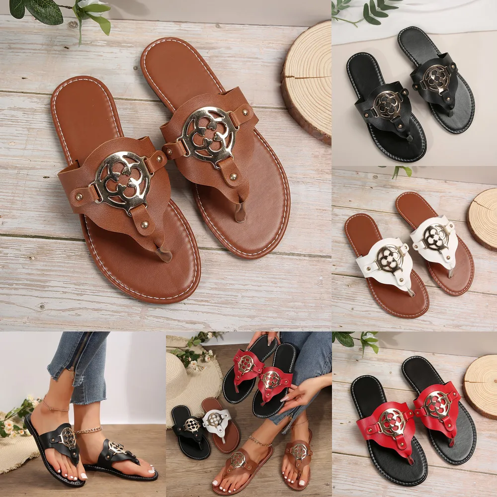 Slide Summer Women Slippers Sandals Black White Red Brown Flat Soft Sole Breathable Beach Shoes_voghion.com