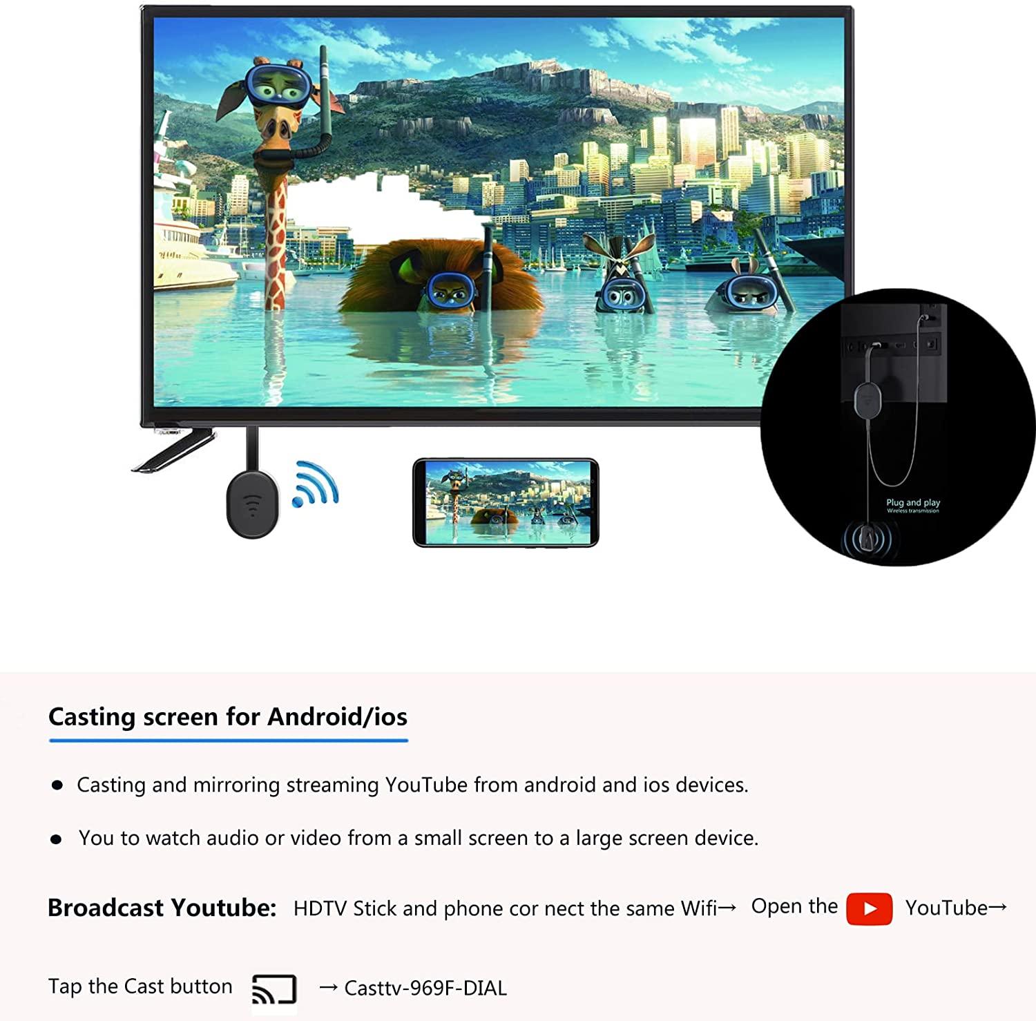 Fashion TV Stick HD 4K Wifi Wireless Display Receiver Bildschirm Spiegel Für Android IOS HDMI-Kompatibel Miracast Airplay Anycast_voghion.com
