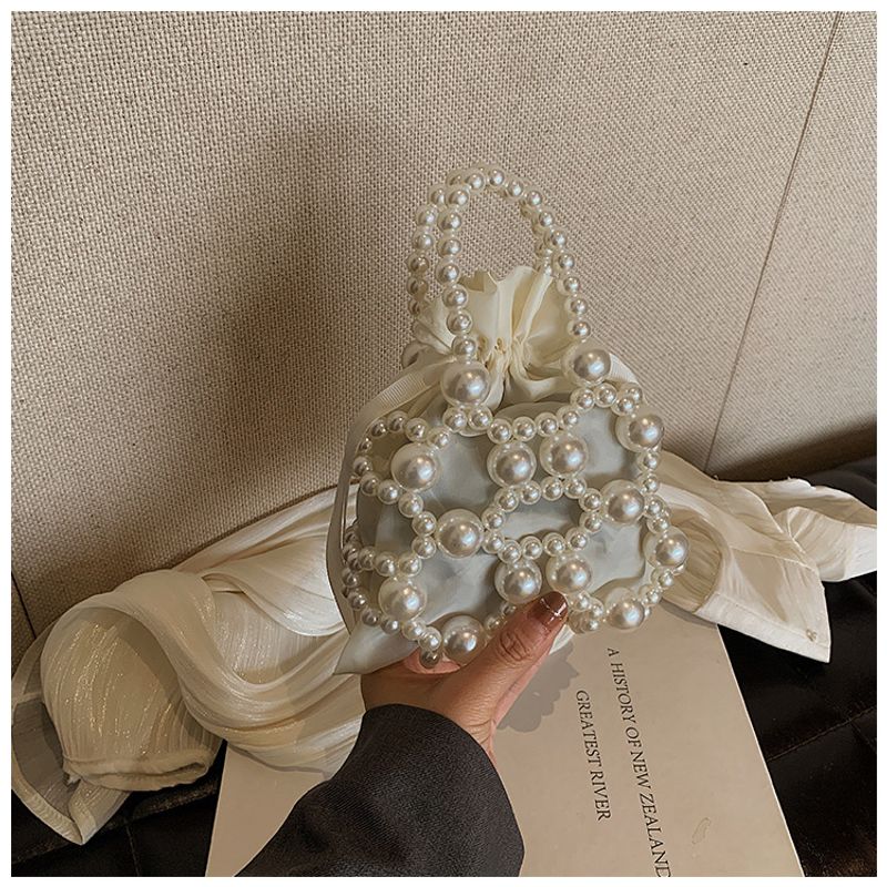 For Women Pearl Handbag Beaded Crossbody Fashion Light Mobile Phone Bucket Shoulder Bag_voghion.com