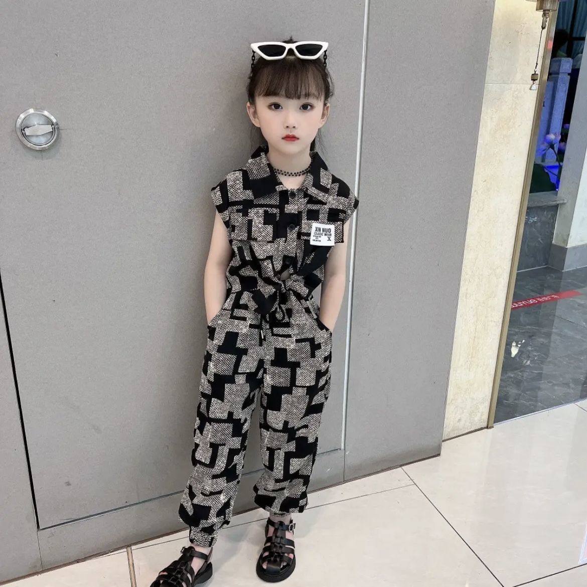Girls' Set Medium Children 5 Years Old 8 Children Fashion Pants Maze Set