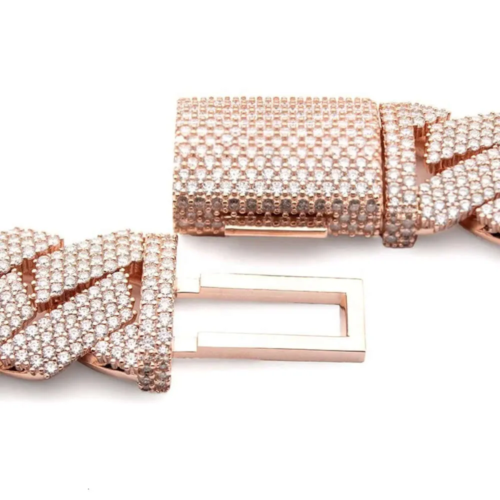 Premium Quality Hip hop Moissanite Sterling Sier Iced Out Baguette Diamond Cuban Chain for Men women_voghion.com