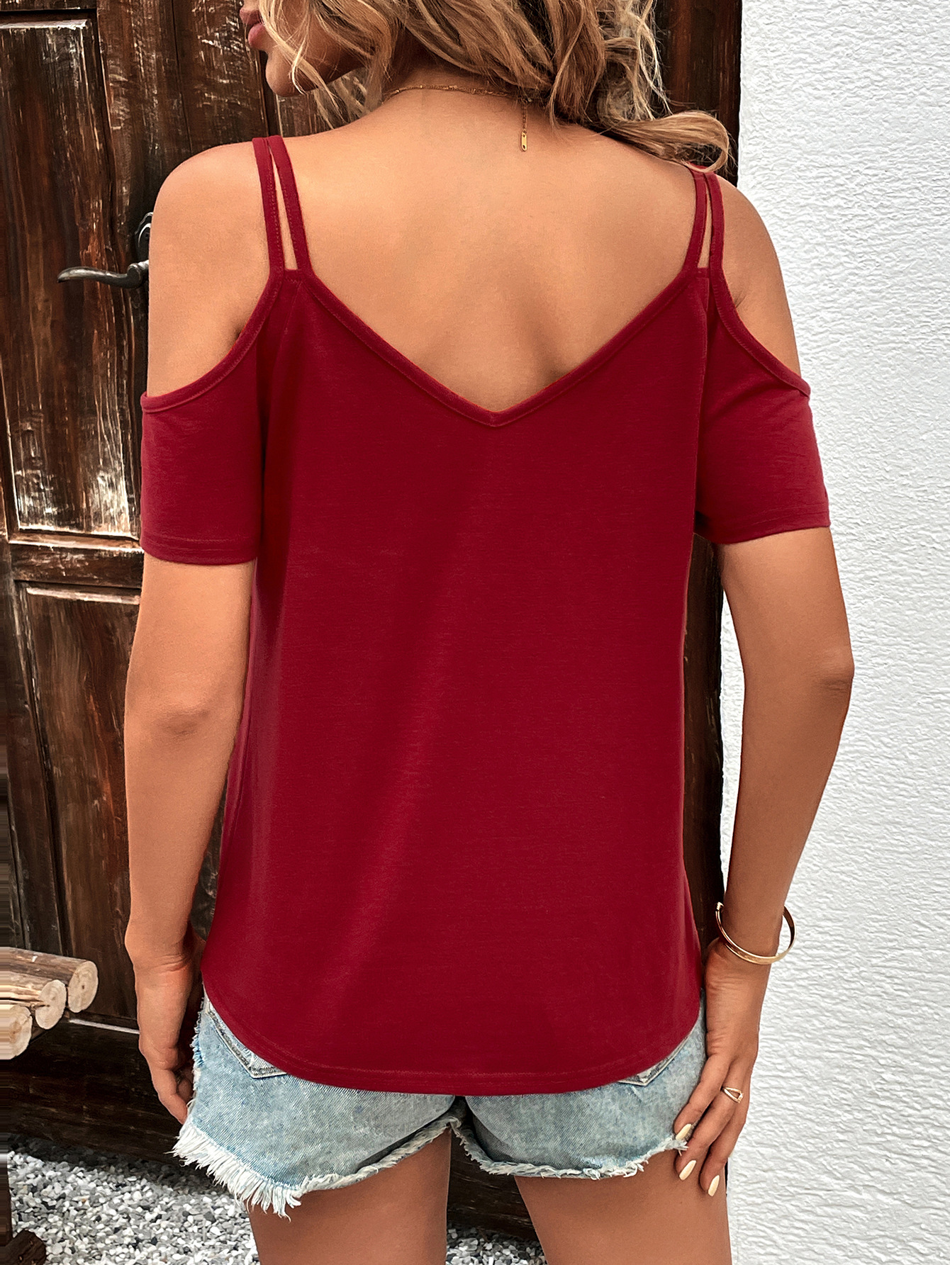 women's clothing ins sling solid color off-shoulder top_voghion.com