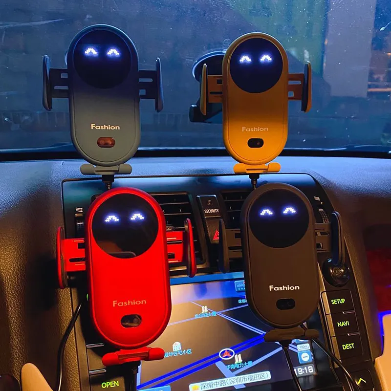 S11 10W Qi Wireless Charging Stand Charger Auto Infrared Sensor LED Mobile Phone Holder In Car Mount Air Vent_voghion.com