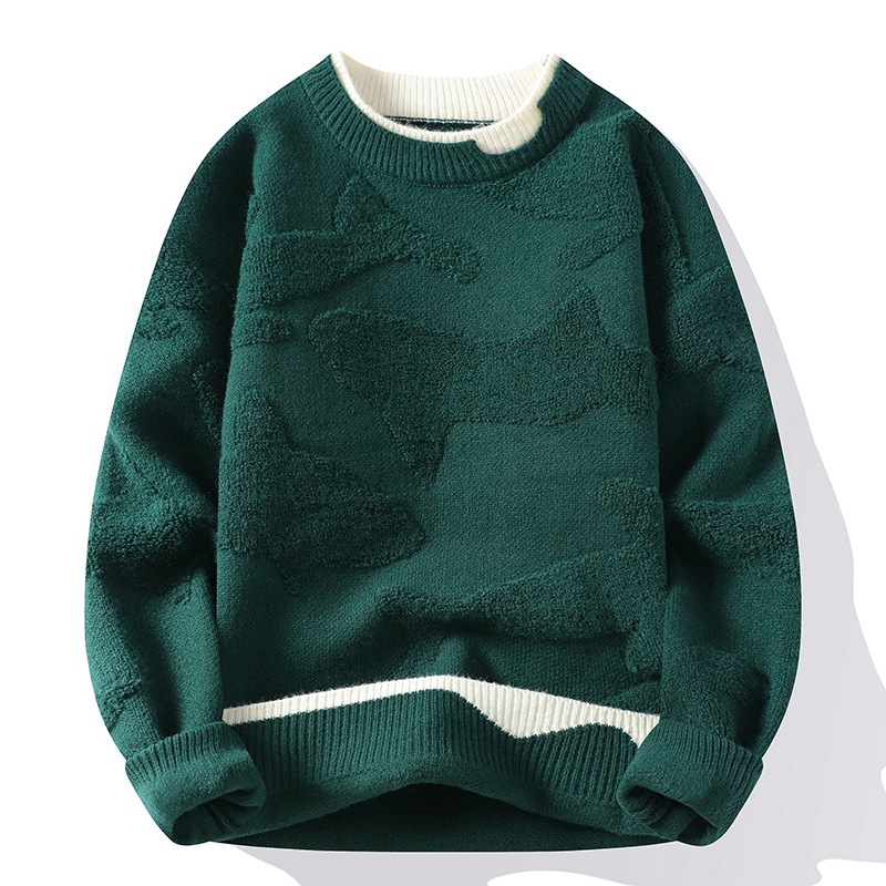 Men's Clothing Round neck sweater for men autumn and winter brand soft waxy two piece bottoming shirt for men thick warm inner wear knitted sweater
