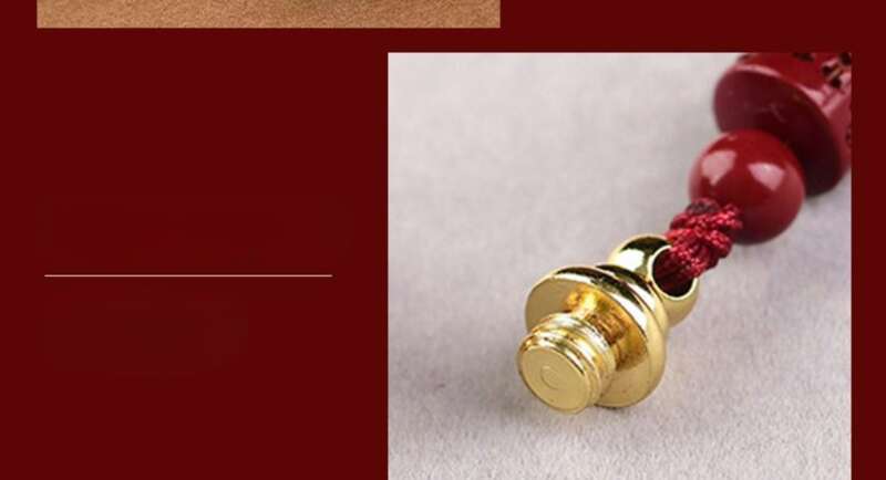 【 8342 People's Collection 】 Hollow Cinnabar Lucky Life Hollow Gourd Necklace Phone Key Pendant, Hollowed Out Red_voghion.com