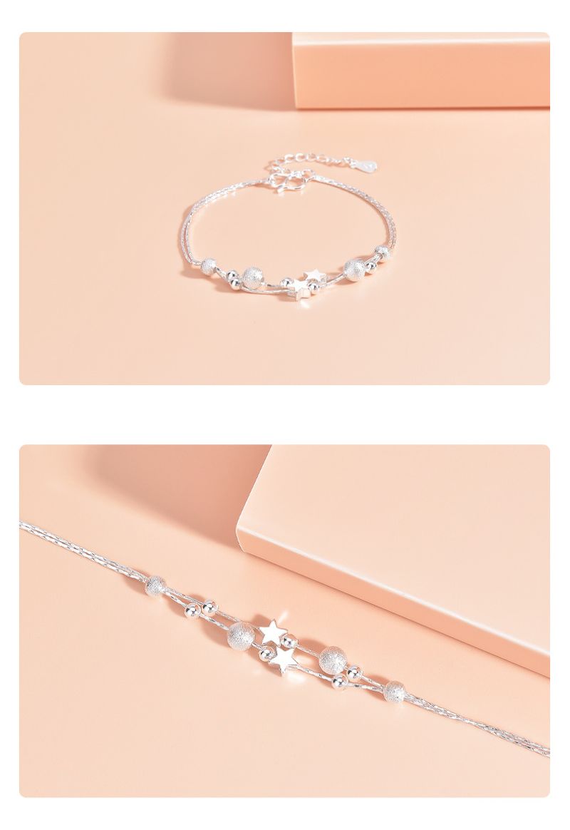 Bracciale Planet da donna, edizione coreana, temperamento, moda studentesca, perline rotonde, doppio strato, decorazione a mano, argento_voghion.com