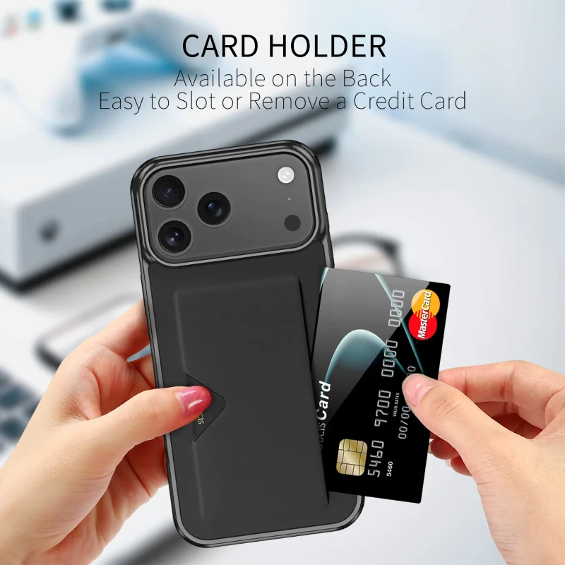 Für iPhone 17 Pro Max / iPhone Air / 17 Pro / 17 Telefonrückseite mit Kartenhalter 360-Grad-Vollabdeckung Stoßfeste Hülle_voghion.com