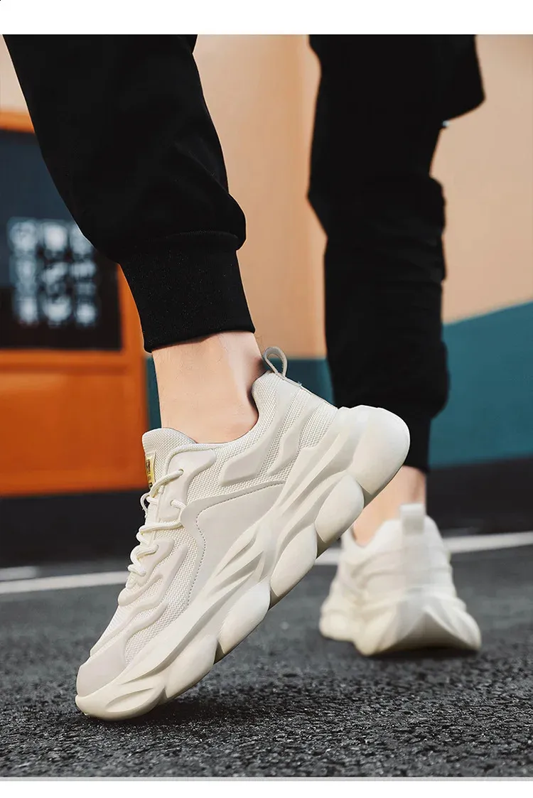 Versatile Spring Leisure Sport Running Sneakers Breathable Mens Lightweight Thick Bottom Trendy Shoes 241015_voghion.com