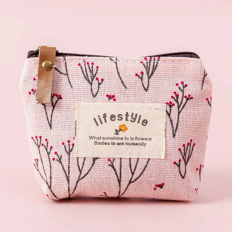 Mode Wer Muster Geldbörsen Kleine Frische Leinwand Brieftasche Dame Mädchen Kopfhörer Münze Schlüssel Geld Lagerung Tasche Zipper PouchC241210_voghion.com