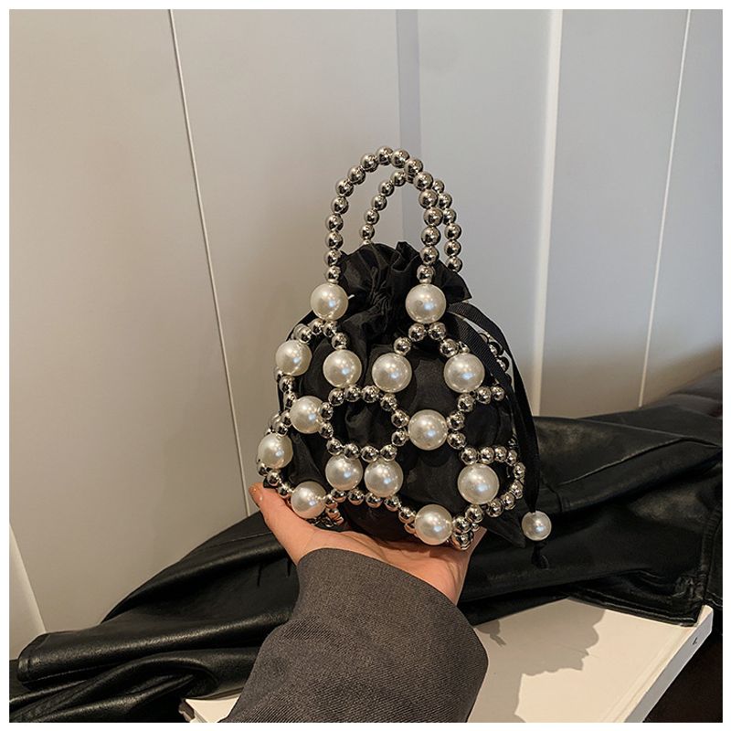 For Women Pearl Handbag Beaded Crossbody Fashion Light Mobile Phone Bucket Shoulder Bag_voghion.com