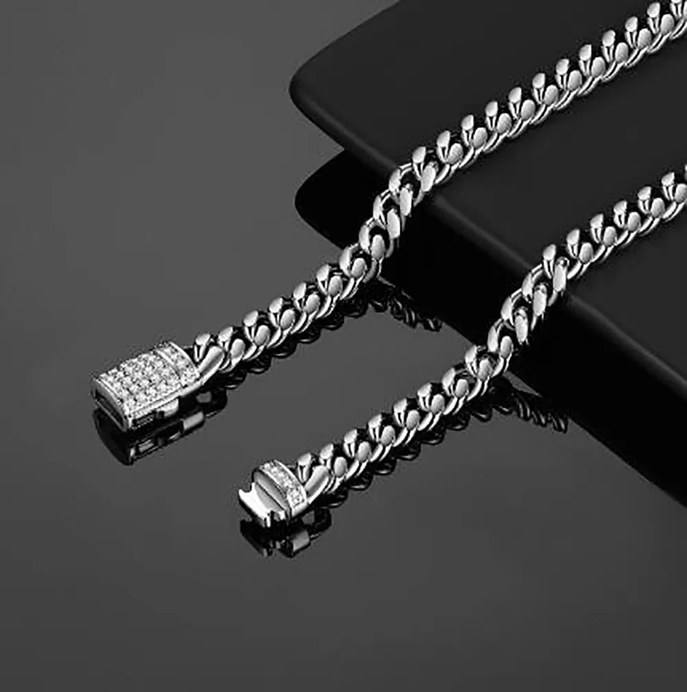 Collana a catena cuban link uomo in acciaio inossidabile_voghion.com