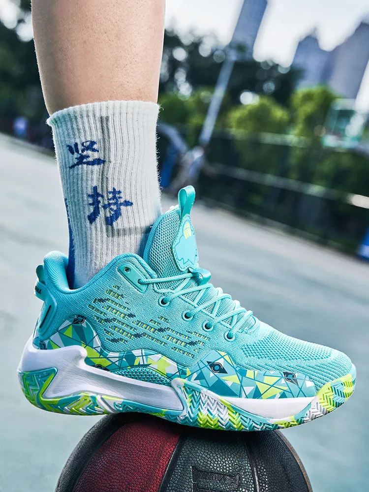 quality Hot Selg New Four Seasons Basketball Sports Breathable Elastic Blue Ball Shoes Men's High Top_voghion.com