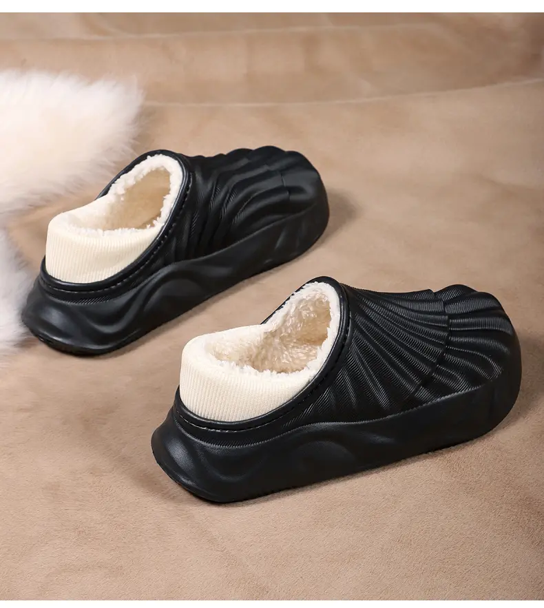Couple Solid Color Waterproof Cotton Slippers Warm Fashion Casual Can Be Worn Outside Men And Women_voghion.com
