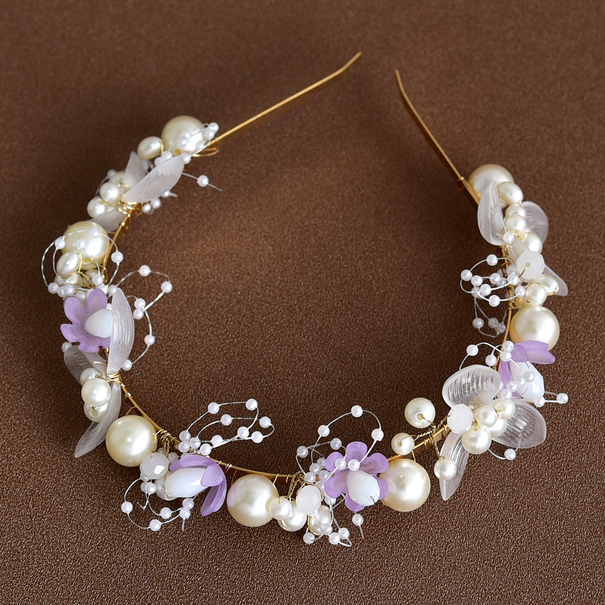 Haarschmuck für die Brauthochzeit, weiches Kettenstirnband mit weißen Blumen und handbestickten Perlen, Girlandenkrone für Mädchenkleider_voghion.com