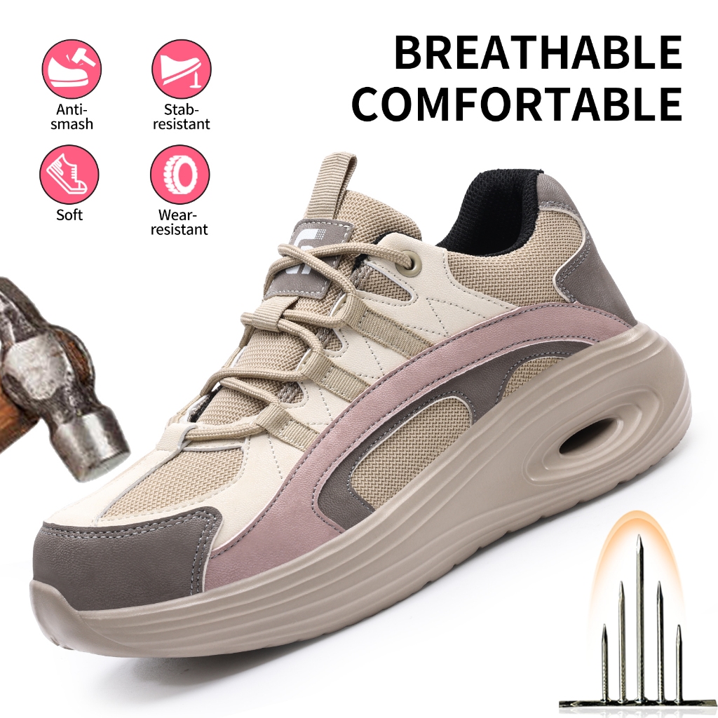 GUYISA Safety Shoes Women Steel Toe Female Worker Shoes Steel Toe Light&soft F129_voghion.com