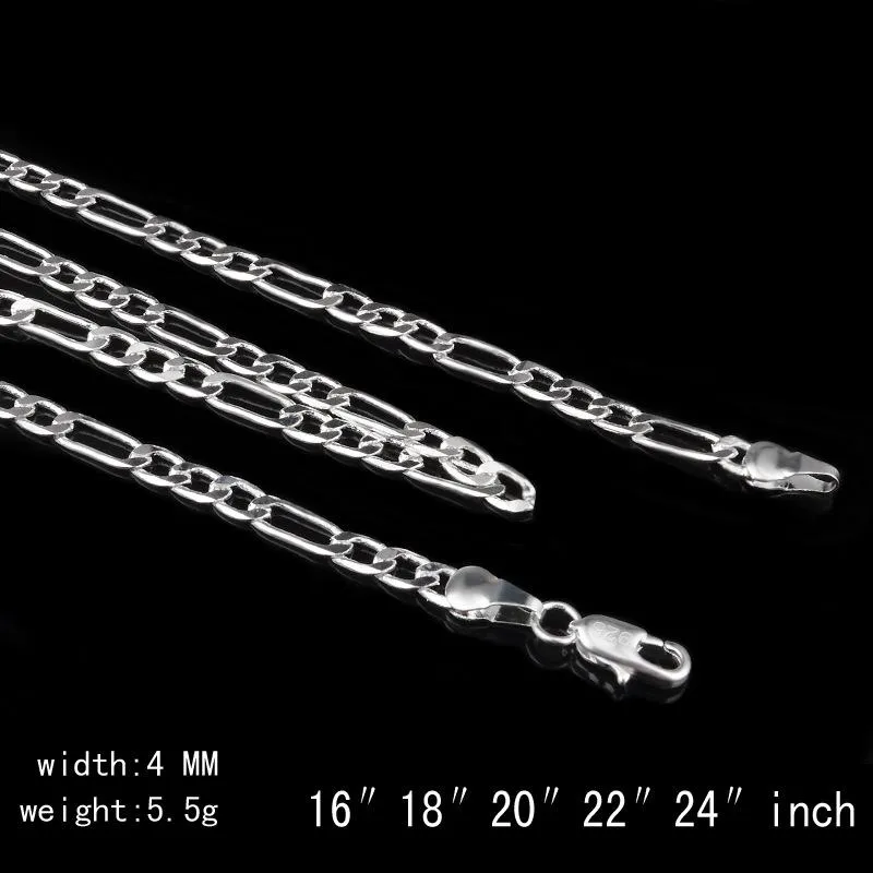 Collana a catena figaro per uomo e donna in argento sterling_voghion.com