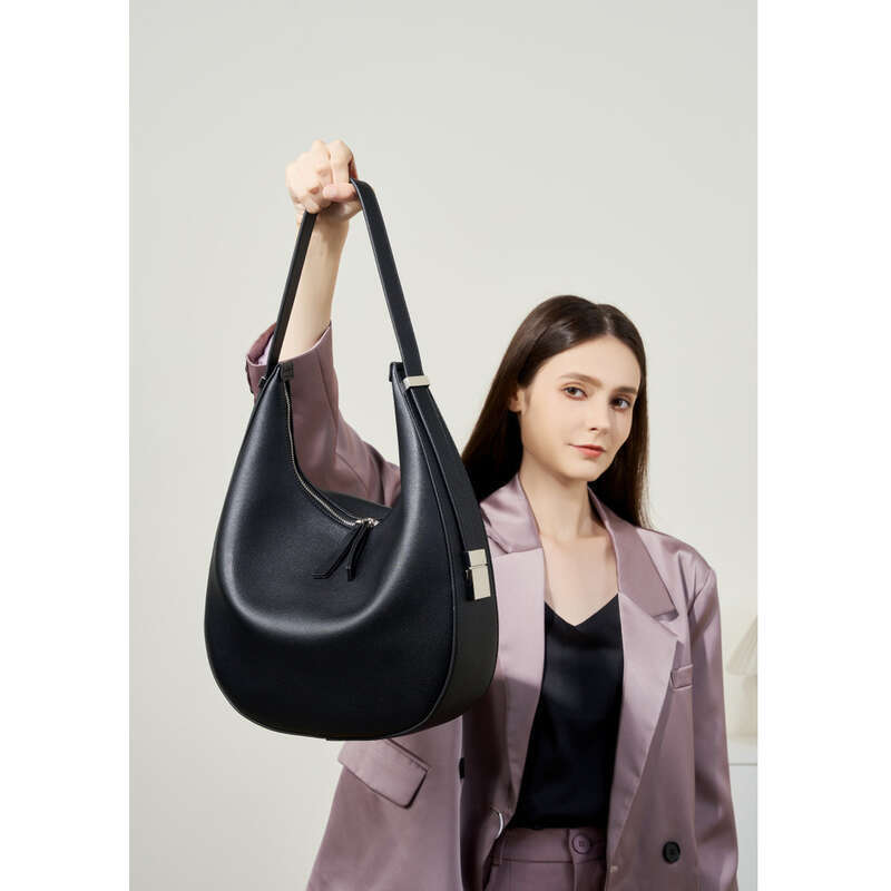 2024 Herbst Nischendesign Rindsleder Unterarm Schulter Crossbody Tote Leder Crescent Bucket Bag, Damentasche_voghion.com
